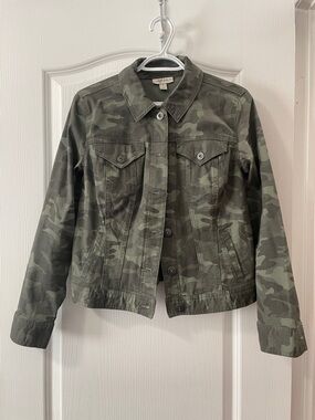 Style & Co. Camo Print Denim Jacket